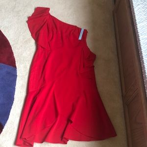 Red off the shoulder dress